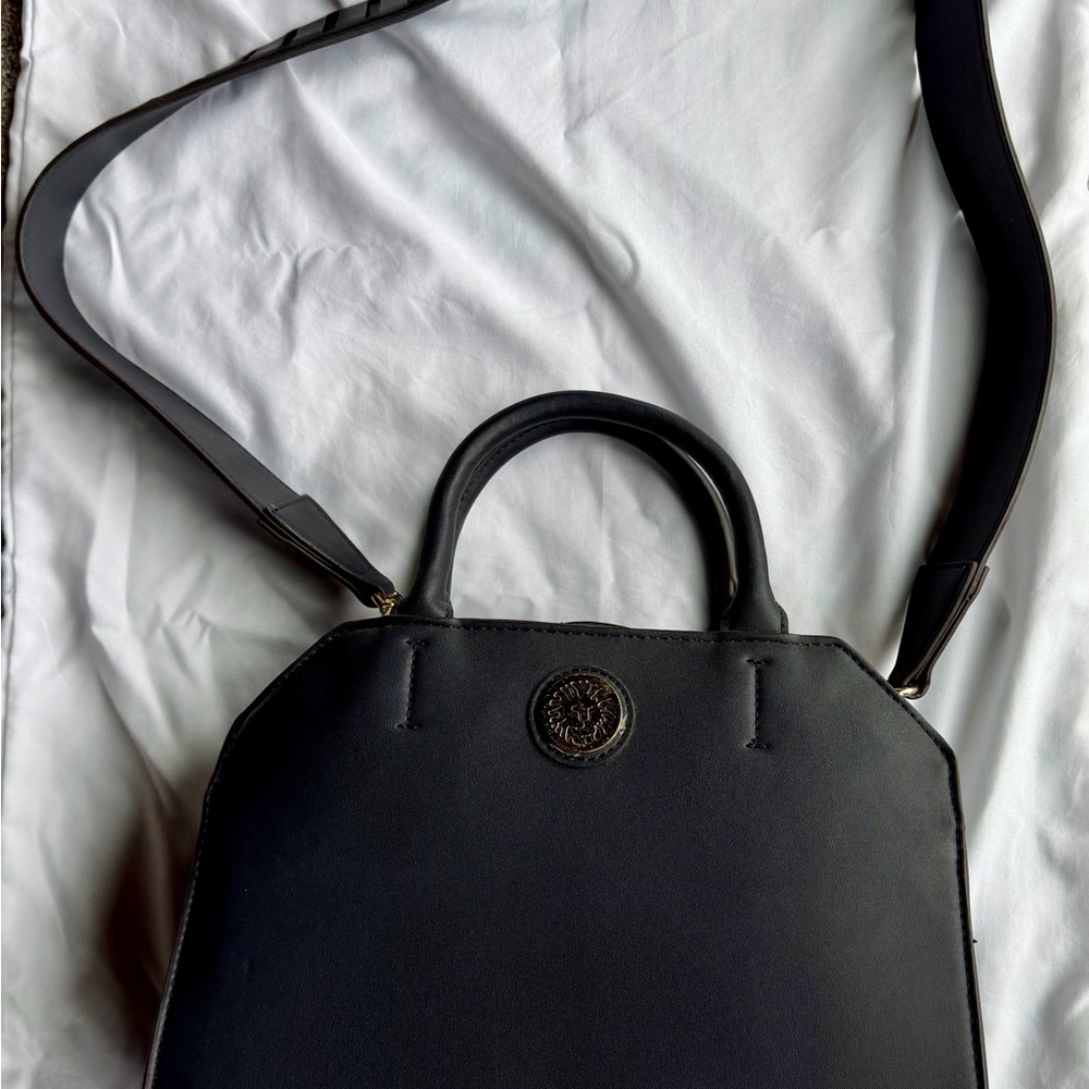 Anne Klein Elegant Dark Navy Satchel with Gold Accent - Picture 2 of 10